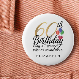 60歳の誕生日お祝いスクリプトタイプのマイルストーンクラシック 缶バッジ
