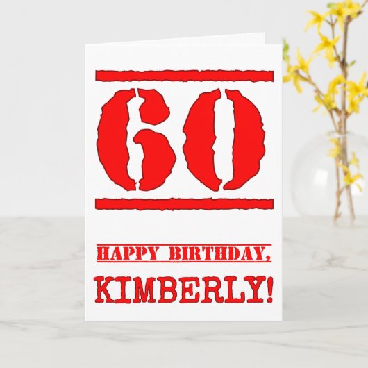 60歳の誕生日お祝いスタンプ風デザイン カード (黄色い花)