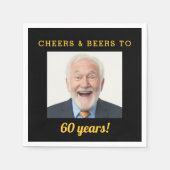 60歳の誕生日お祝いフォト スタンダードカクテルナプキン (正面)