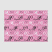 60歳の誕生日かわいらしピンクと名前ティッシュペーパー 薄葉紙 (正面)