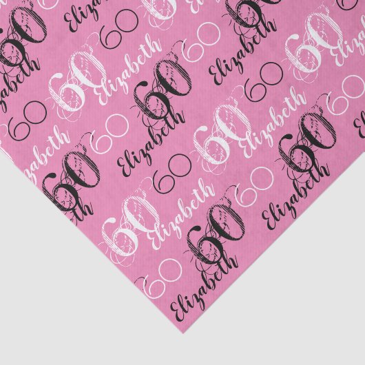 60歳の誕生日かわいらしピンクと名前ティッシュペーパー 薄葉紙 (詳細)