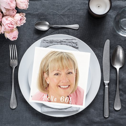 60歳の誕生日こんにちは写真女性60人 スタンダードカクテルナプキン