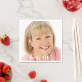 60歳の誕生日こんにちは写真女性60人 スタンダードカクテルナプキン (インサイチュ)
