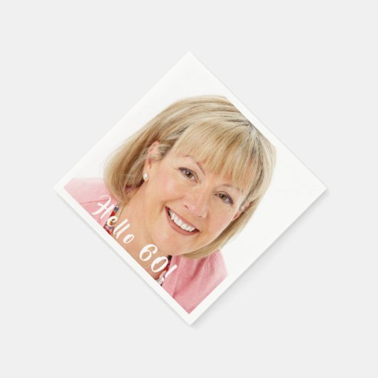 60歳の誕生日こんにちは写真女性60人 スタンダードカクテルナプキン (角)