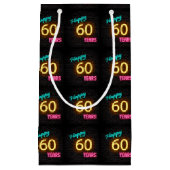 60歳の誕生日にネオンのサインが入る スモールペーパーバッグ (正面)