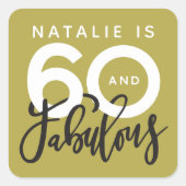 60歳の誕生日のお祝いに見える作り スクエアシール (正面)