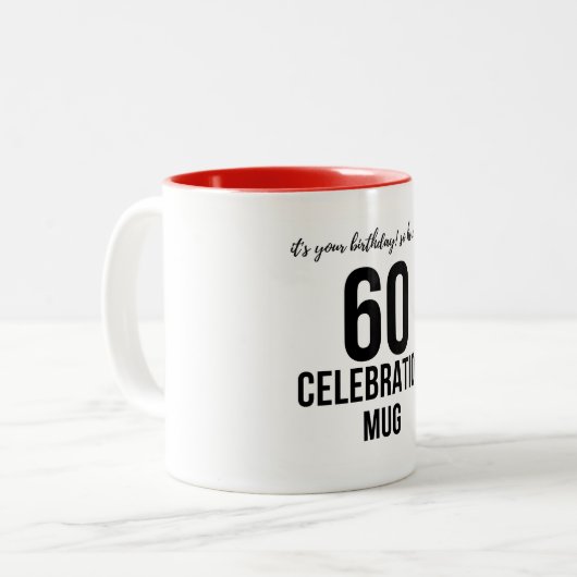 60歳の誕生日のギフトマグ |誕生日ギフトアイディア ツートーンマグカップ (正面左)