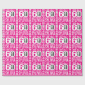 60歳の誕生日のピンク色の写真で、60歳のカスタム ラッピングペーパー (フラット)