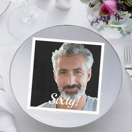 60歳の誕生日のフォトガーススクリプト スタンダードカクテルナプキン