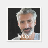 60歳の誕生日のフォトガーススクリプト スタンダードカクテルナプキン (正面)