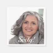 60歳の誕生日のフォトスクリプト スタンダードカクテルナプキン (正面)