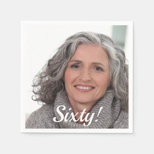 60歳の誕生日のフォトスクリプト スタンダードカクテルナプキン (正面)