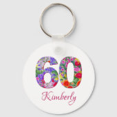 60歳の誕生日のフローラエレガントはキーチェーン キーホルダー (裏面)
