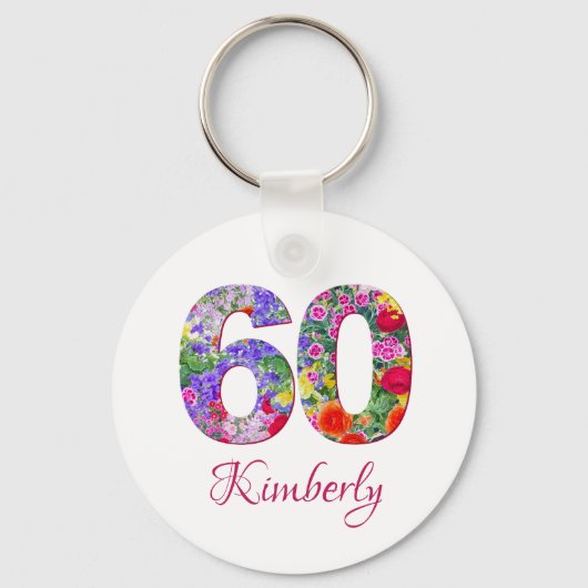 60歳の誕生日のフローラエレガントはキーチェーン キーホルダー (裏面)