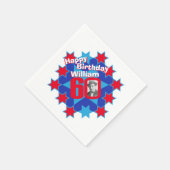 60歳の誕生日の写真とレッドスターナプキンスの名前 スタンダードカクテルナプキン (角)