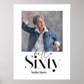 60歳の誕生日の写真タイポグラフィモダン ミニマル ポスター (正面)