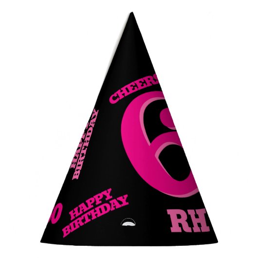 60歳の誕生日の写真パーソナライズされたピンク色の黒 パーティーハット (左)