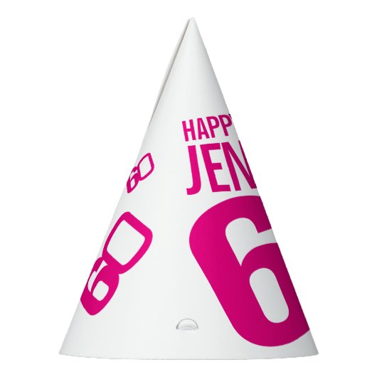 60歳の誕生日の写真ホワイトピパーソナライズされたンク パーティーハット (左)