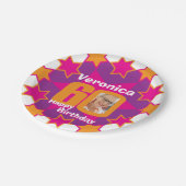 60歳の誕生日の写真名ピンクスター紙プレート ペーパープレート (アングル)