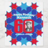 60歳の誕生日の名前フォトカスタムワインラベル ワインラベル (シングルラベル)