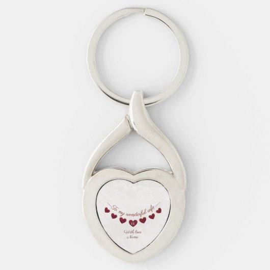 60歳の誕生日の妻ロマンチックハート キーホルダー (正面)