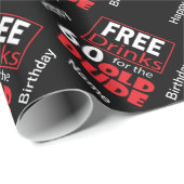 60歳の誕生日の紙のための自由な飲み物 ラッピングペーパー (ロールコーナー)