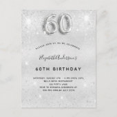 60歳の誕生日の銀の輝く華エレガント色 インビテーションポストカード (正面)