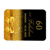 60歳の誕生日の黒い金ゴールドエレガントに日付を保存 マグネット (横)