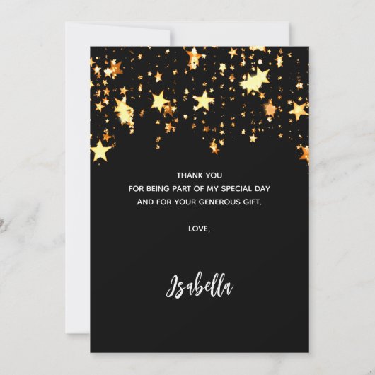 60歳の誕生日の黒い金ゴールド星写真 サンキューカード (裏面)