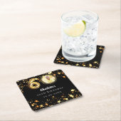 60歳の誕生日の黒い金ゴールド星写真 スクエアペーパーコースター (インサイチュ)