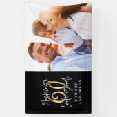 60歳の誕生日の黒と金ゴールドの写真デコーラー 横断幕 (縦)