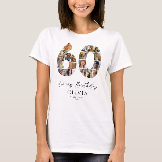 60歳の誕生日をお祝いするオリジナル写真Tシャツ Tシャツ (正面)