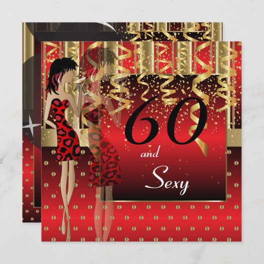 60歳の誕生日を祝う大パーティー 招待状 (正面/裏面)