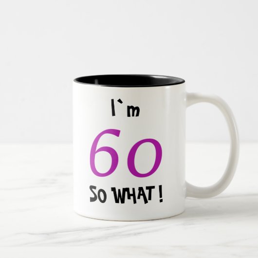 60歳の誕生日を祝う面白いモチベーション ツートーンマグカップ (右)