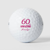 60歳の誕生日を迎える同僚へのギフト ピンクゴルファー ゴルフボール (正面)