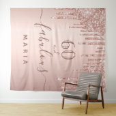 60歳の誕生日を飾るゴージャスなグリッター ローズゴールドの輝き タペストリー (インサイチュ(横))