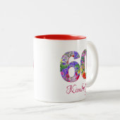 60歳の誕生日エレガントフローラが赤いマグカップ ツートーンマグカップ (正面右)