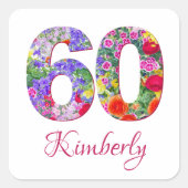 60歳の誕生日エレガントフローラ スクエアシール (正面)