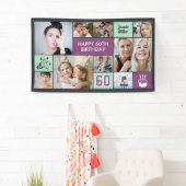 60歳の誕生日オリジナル写真コラージュ 紫 緑 横断幕 (インサイチュ)