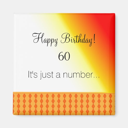 60歳の誕生日オレンジ柄 マグネット (正面)