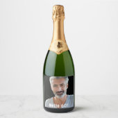 60歳の誕生日カスタムの写真男性向けハロー60 スパークリングワインラベル (正面)