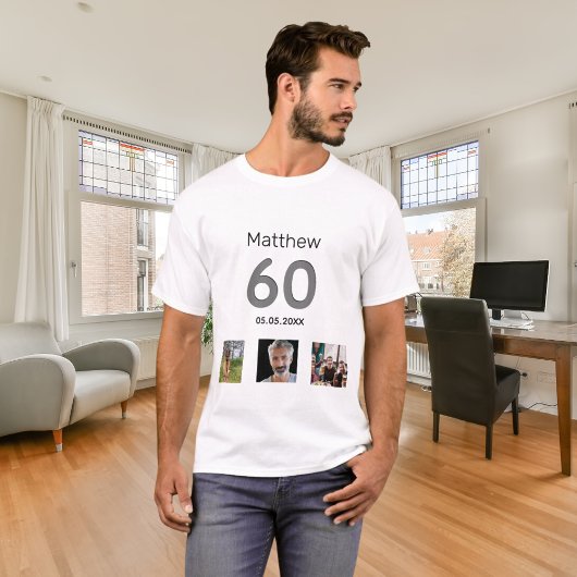 60歳の誕生日カスタム写真の男 Tシャツ