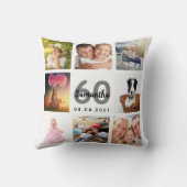 60歳の誕生日カスタム写真コラージュ女性ホワイト クッション (裏面)