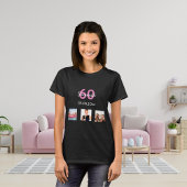 60歳の誕生日カスタム写真ピンクのモノグラム女性 Tシャツ