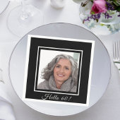 60歳の誕生日カスタム写真白黒 スタンダードカクテルナプキン