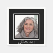 60歳の誕生日カスタム写真白黒 スタンダードカクテルナプキン (正面)