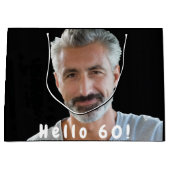 60歳の誕生日カスタム写真白黒 ラージペーパーバッグ (正面)