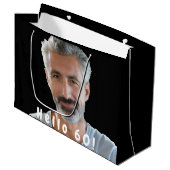 60歳の誕生日カスタム写真白黒 ラージペーパーバッグ (正面アングル)