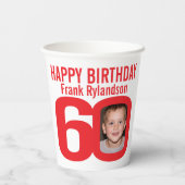 60歳の誕生日カスタム2枚の赤い白 紙コップ (裏面)