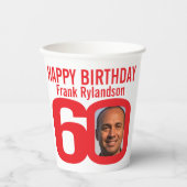 60歳の誕生日カスタム2枚の赤い白 紙コップ (正面)